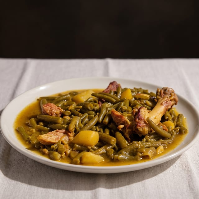Green Beans And Potatoes With Smoked Turkey.